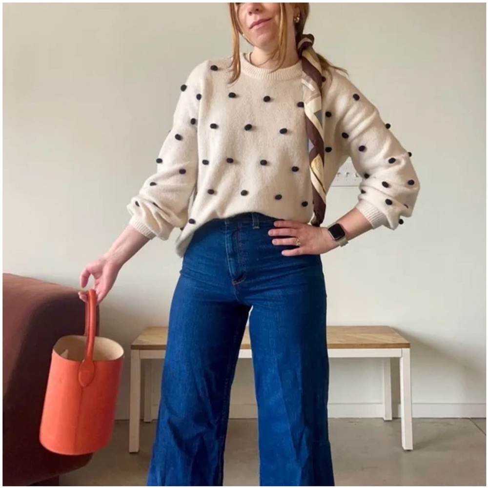 MADEWELL BLUE POLKA DOT SWEATER